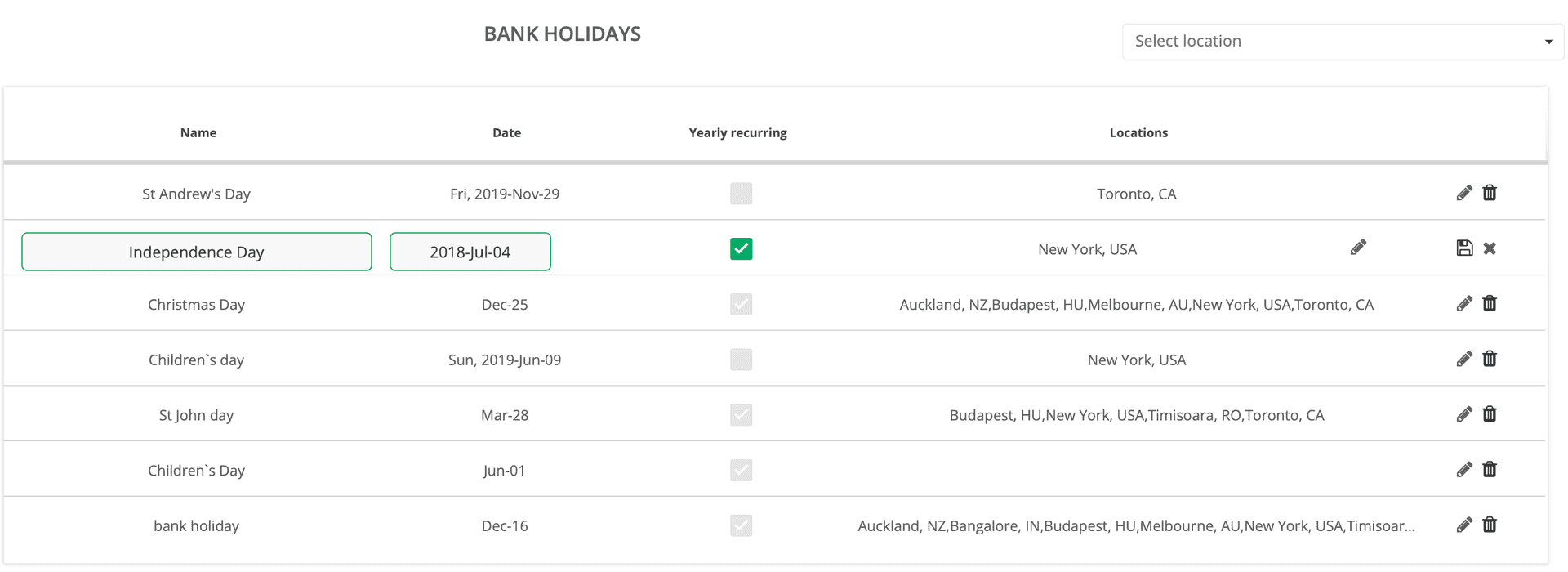 Zaškrtněte políčko každoroční opakování pro každý bankovní svátek.